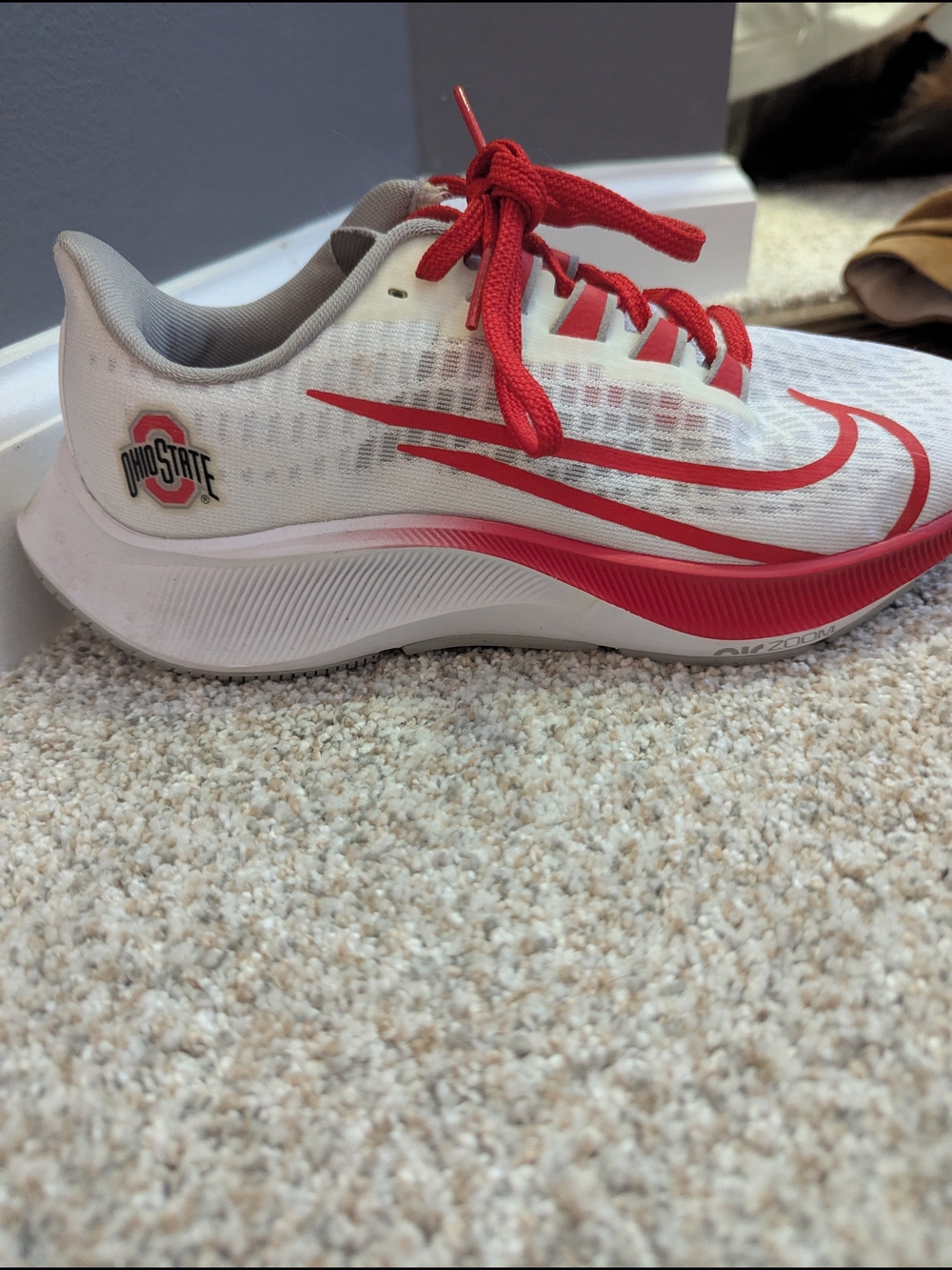 Nike White & Red Running Shoe with Ohio State Logo